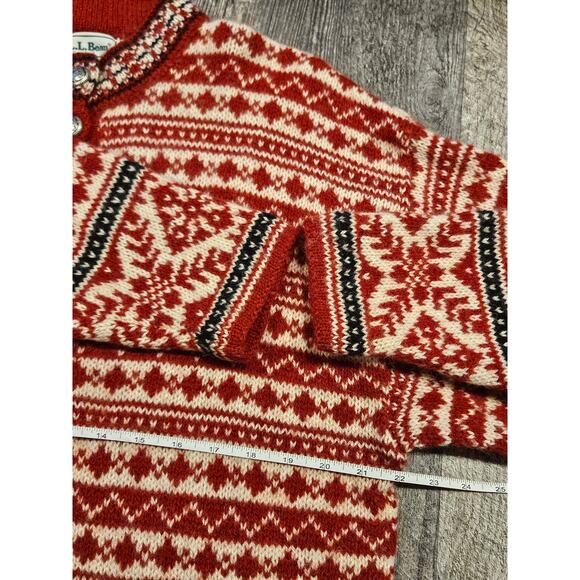 L.l.bean womens large vintage wool button down cardigan sweater Nordic holiday - Picture 4 of 8